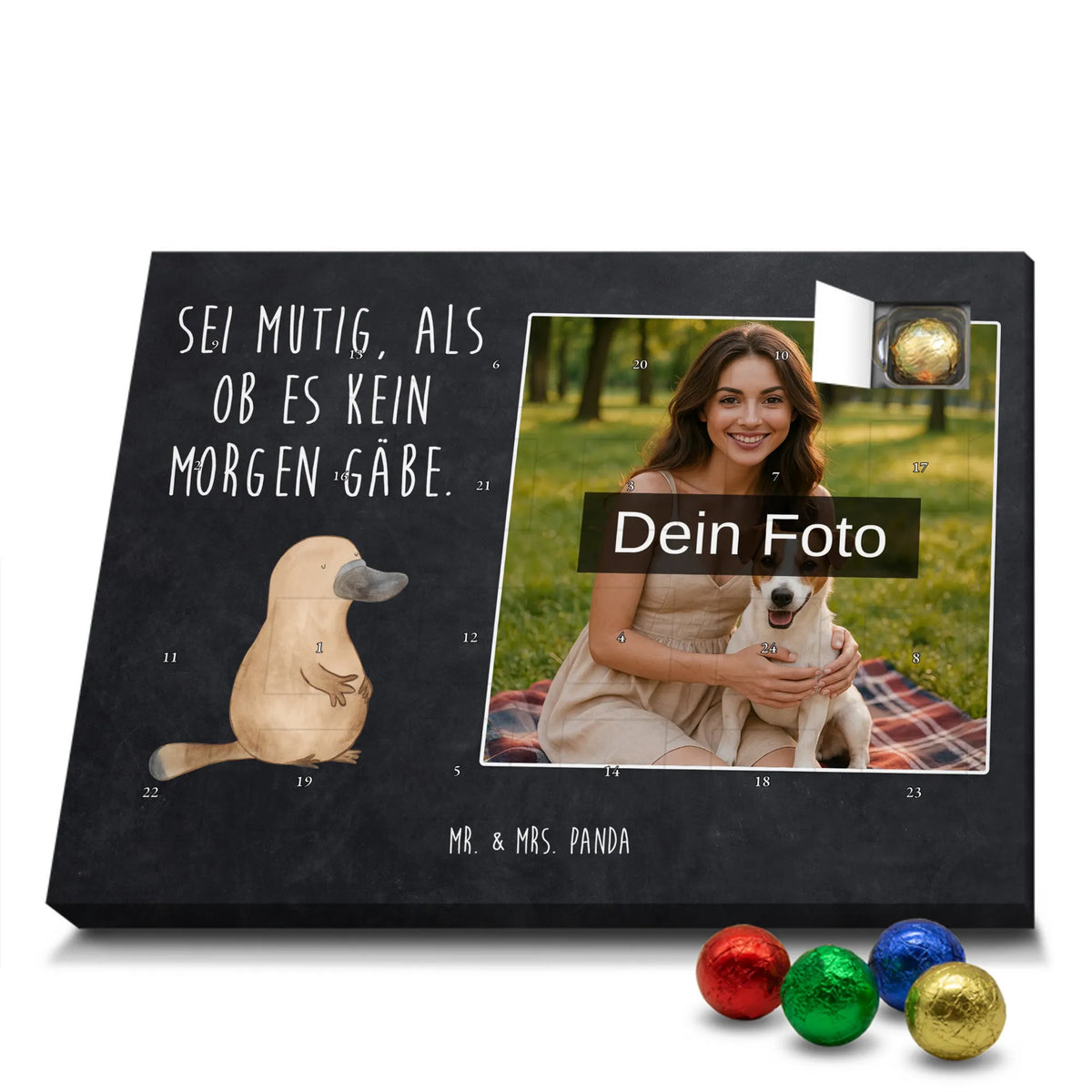 Personalisierter Schoko Foto Adventskalender Schnabeltier Mut Personalisierter Schoko Foto Adventskalender, Foto Schokoladen Adventskalender, Foto Adventskalender, Schoko Foto Adventskalender, Fotokalender Advent, Urlaub, Meerestiere, Meer, Büro, Raodtrip, Motivation, Mut, Neuanfang, Schnabeltiere, Arbeit, Weltreise, Lebensweisheit, Schnabeltier, Training, mutig, Neustart