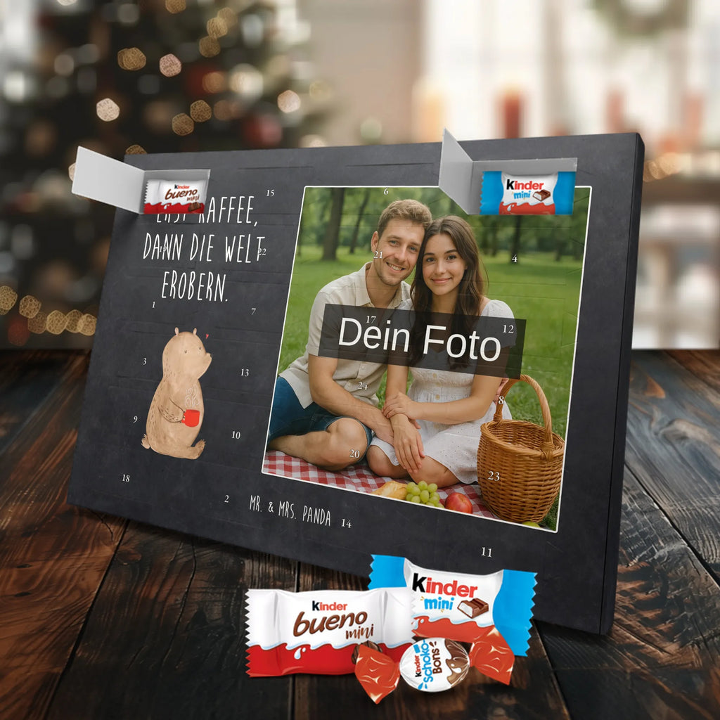 Personalisierter Schoko Foto Adventskalender Bär Kaffee Personalisierter Schoko Foto Adventskalender, Teddybär, Teddy, Bär, Guten Morgen, Bären, Welt Erobern, Kaffee, Welt Retten, Motivation, Coffee, Morgenroutine