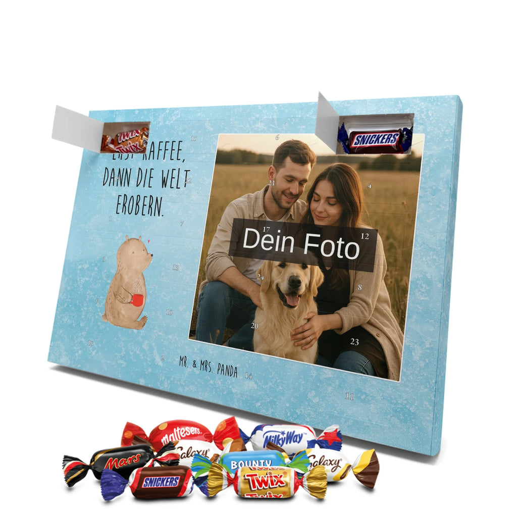 Personalisierter Schoko Foto Adventskalender Bär Kaffee Personalisierter Schoko Foto Adventskalender, Teddybär, Teddy, Bär, Guten Morgen, Bären, Welt Erobern, Kaffee, Welt Retten, Motivation, Coffee, Morgenroutine