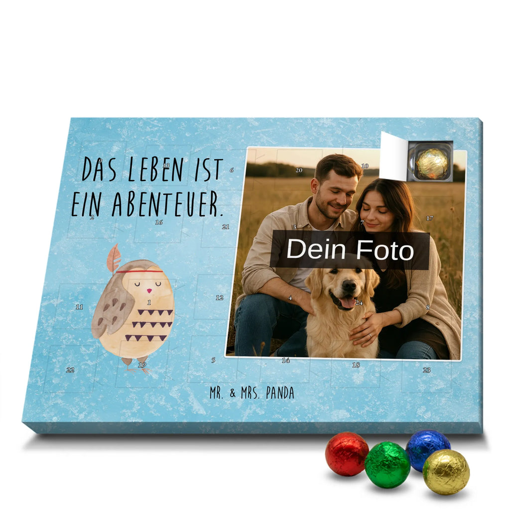Personalisierter Schoko Foto Adventskalender Eule Federschmuck Personalisierter Schoko Foto Adventskalender, Eule, Das Leben ist ein Abenteuer, Eule Deko, Federschmuck, Dekoration, Owl, Reisespruch