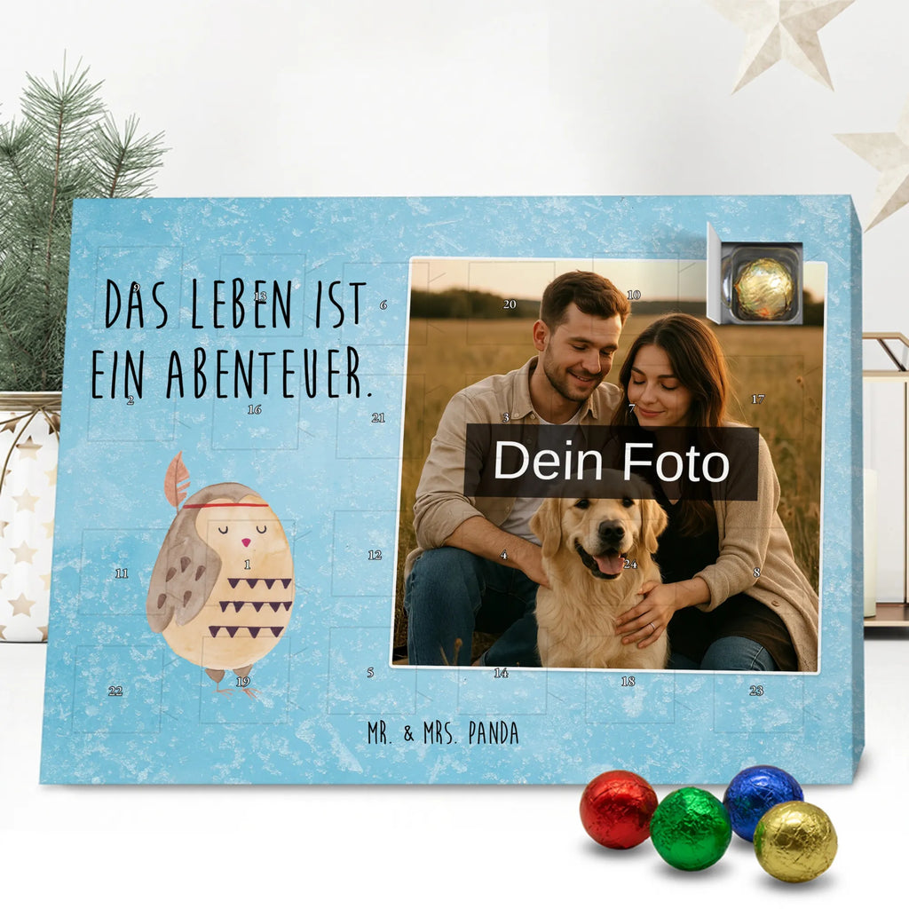 Personalisierter Schoko Foto Adventskalender Eule Federschmuck Personalisierter Schoko Foto Adventskalender, Eule, Das Leben ist ein Abenteuer, Eule Deko, Federschmuck, Dekoration, Owl, Reisespruch