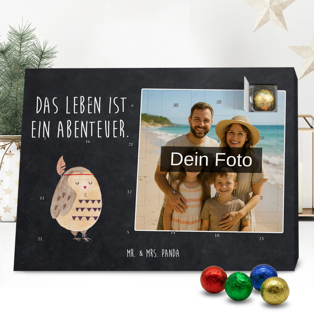 Personalisierter Schoko Foto Adventskalender Eule Federschmuck Personalisierter Schoko Foto Adventskalender, Eule, Das Leben ist ein Abenteuer, Eule Deko, Federschmuck, Dekoration, Owl, Reisespruch
