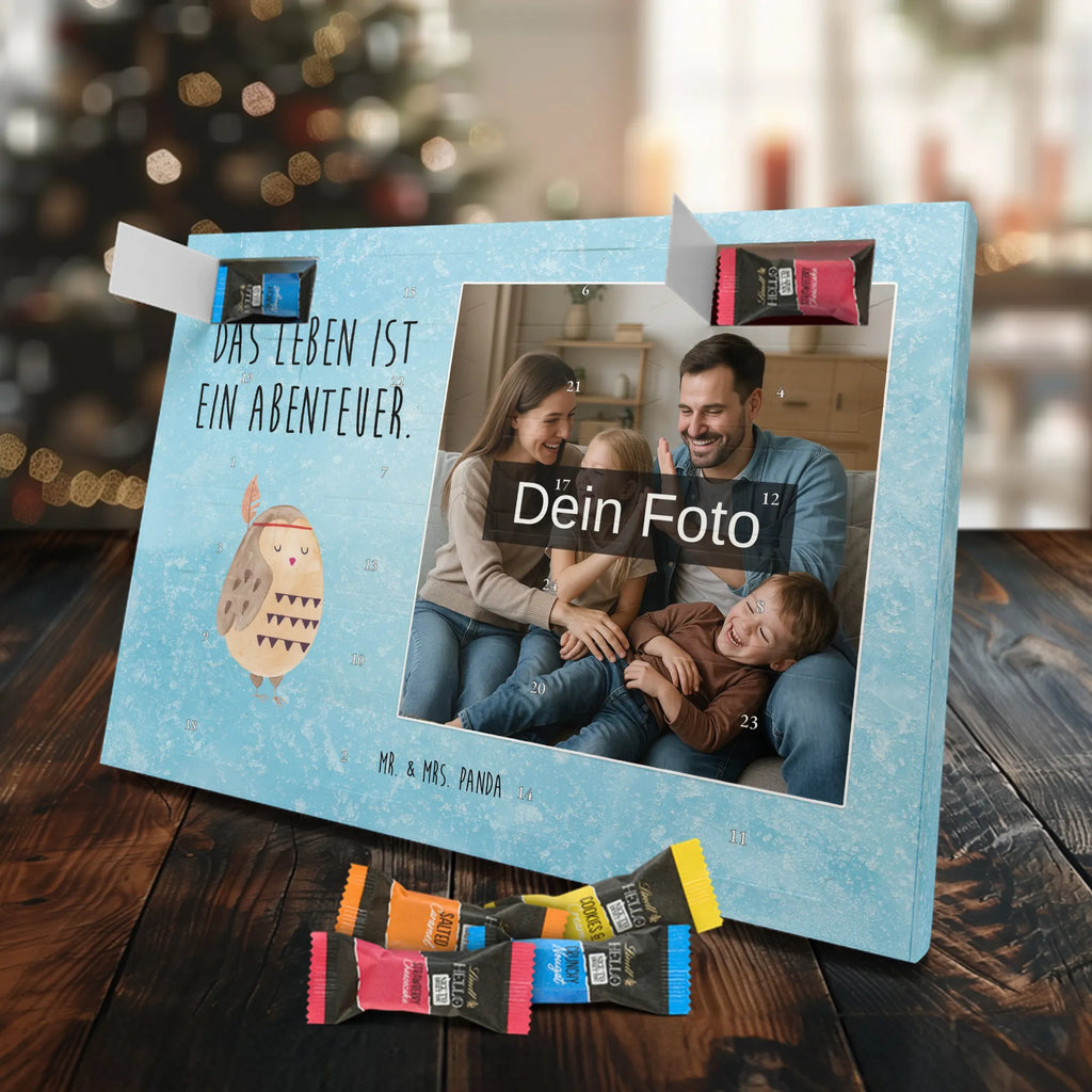 Personalisierter Schoko Foto Adventskalender Eule Federschmuck Personalisierter Schoko Foto Adventskalender, Eule, Das Leben ist ein Abenteuer, Eule Deko, Federschmuck, Dekoration, Owl, Reisespruch