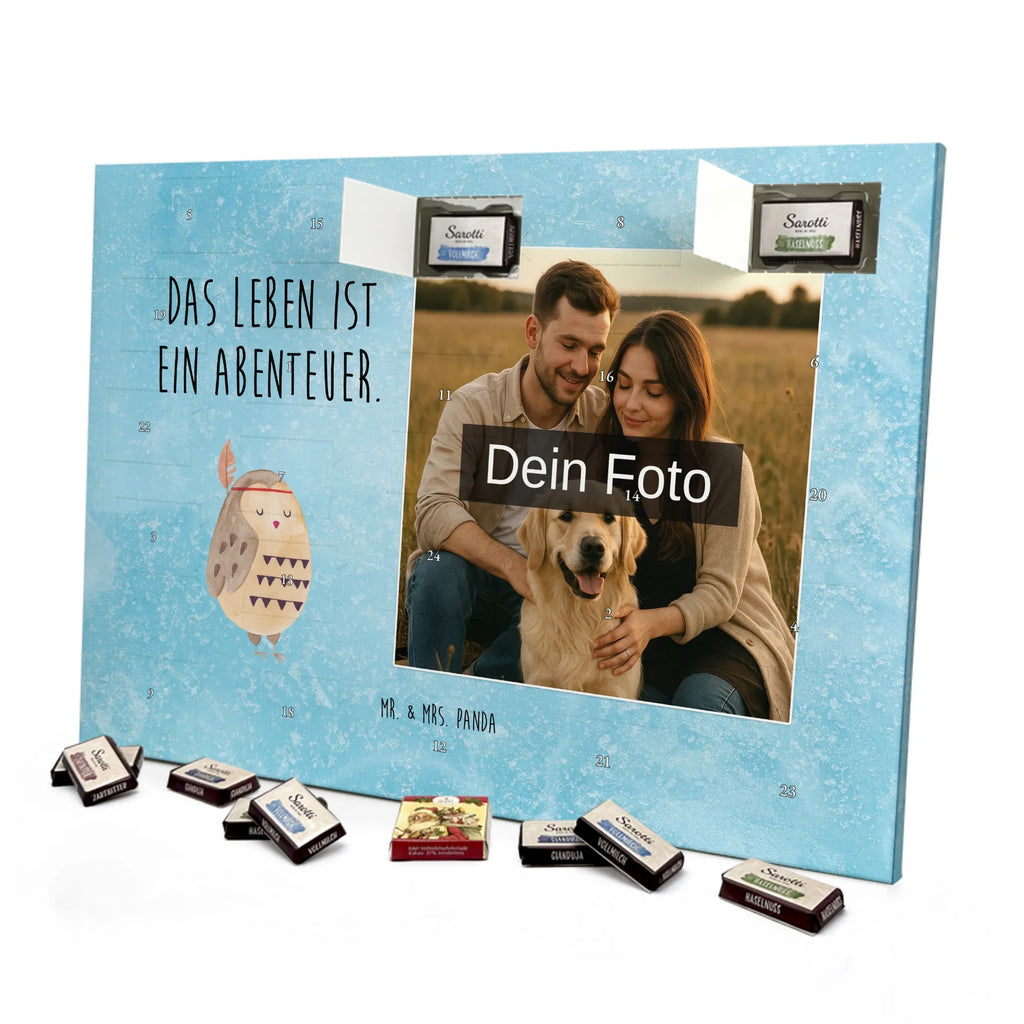 Personalisierter Schoko Foto Adventskalender Eule Federschmuck Personalisierter Schoko Foto Adventskalender, Eule, Das Leben ist ein Abenteuer, Eule Deko, Federschmuck, Dekoration, Owl, Reisespruch