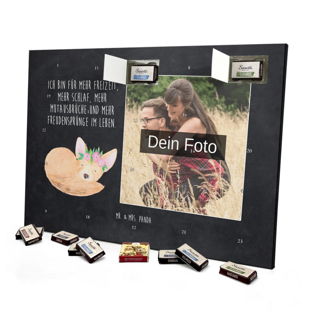Personalisierter Schoko Foto Adventskalender Wüstenfuchs Blumen Personalisierter Schoko Foto Adventskalender, Afrika, Wildtiere, Wüstenfuchs, Wüste, Glücklich, Blumenkranz, Blumen