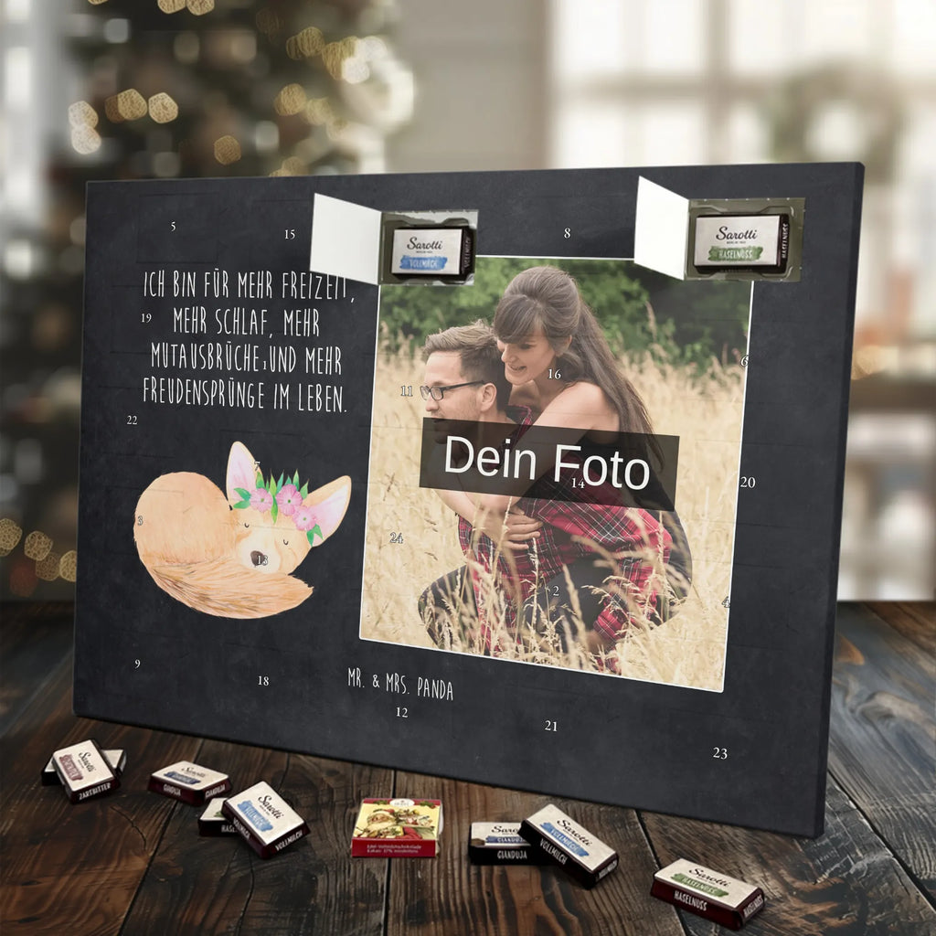 Personalisierter Schoko Foto Adventskalender Wüstenfuchs Blumen Personalisierter Schoko Foto Adventskalender, Afrika, Wildtiere, Wüstenfuchs, Wüste, Glücklich, Blumenkranz, Blumen