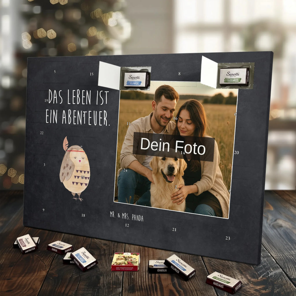 Personalisierter Schoko Foto Adventskalender Eule Federschmuck Personalisierter Schoko Foto Adventskalender, Eule, Das Leben ist ein Abenteuer, Eule Deko, Federschmuck, Dekoration, Owl, Reisespruch