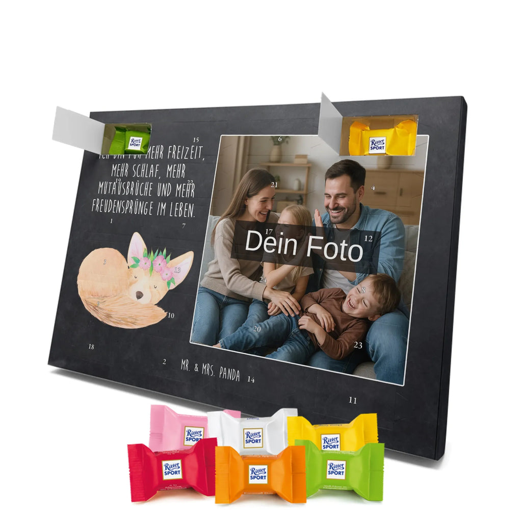 Personalisierter Schoko Foto Adventskalender Wüstenfuchs Blumen Personalisierter Schoko Foto Adventskalender, Afrika, Wildtiere, Wüstenfuchs, Wüste, Glücklich, Blumenkranz, Blumen