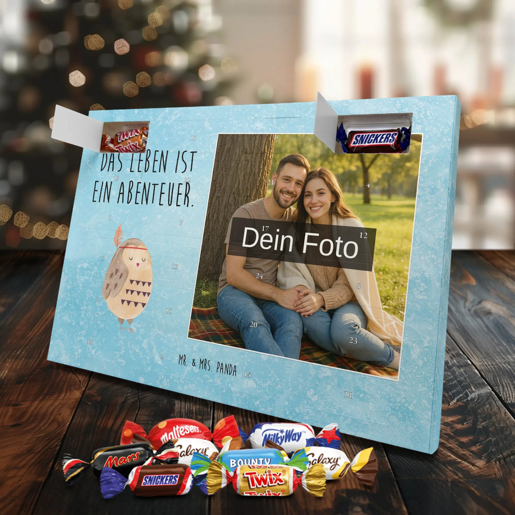 Personalisierter Schoko Foto Adventskalender Eule Federschmuck Personalisierter Schoko Foto Adventskalender, Eule, Das Leben ist ein Abenteuer, Eule Deko, Federschmuck, Dekoration, Owl, Reisespruch