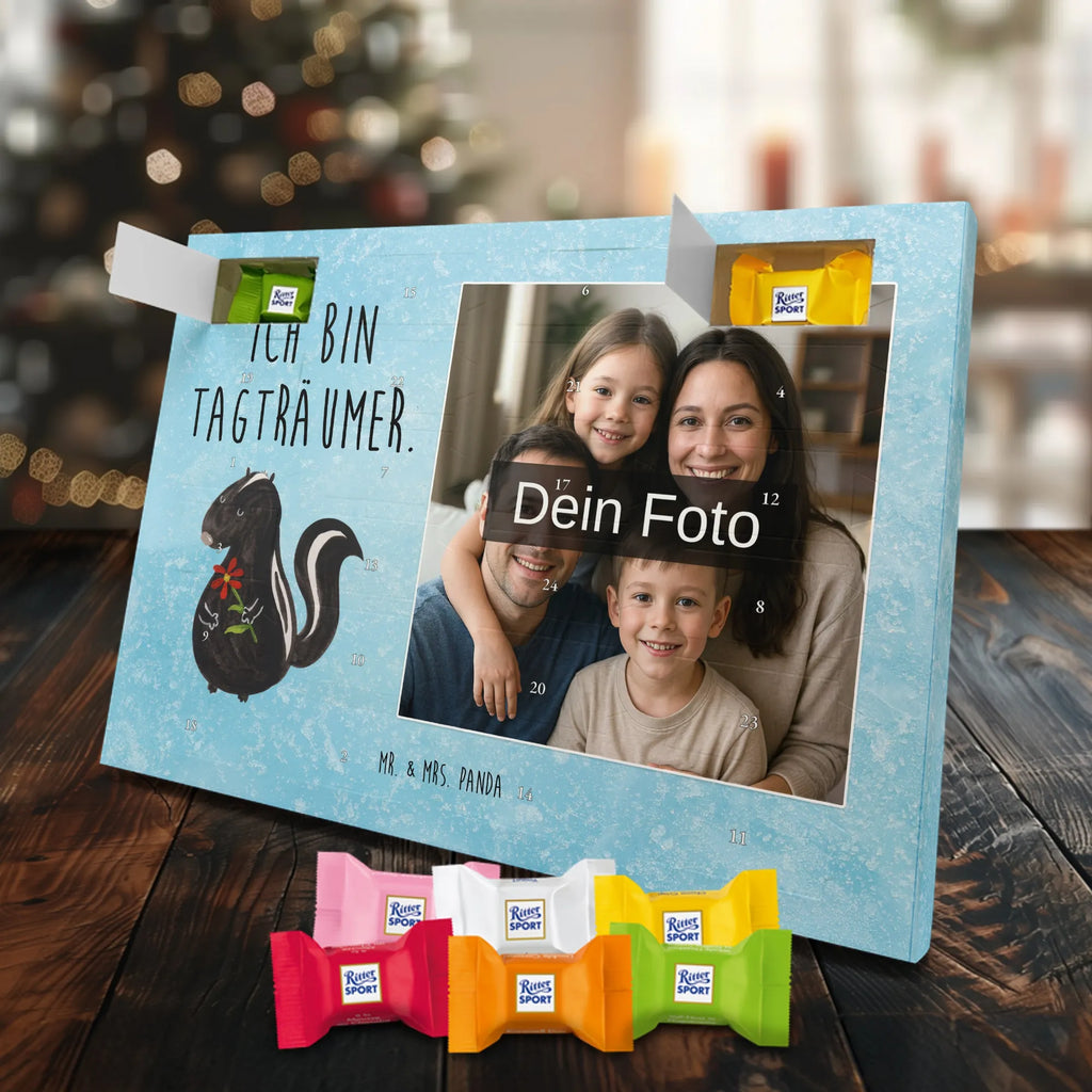 Personalisierter Schoko Foto Adventskalender Stinktier Blume Personalisierter Schoko Foto Adventskalender, Stinktier, Skunk, Träume, Tagträumer, Dreams, Stinker, Wildtier, Raubtier, Verträumt, Stinki