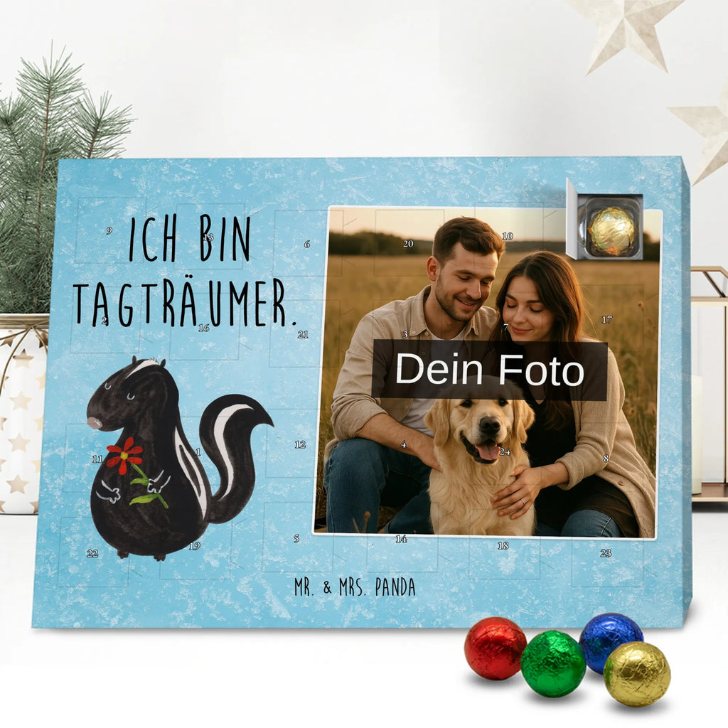 Personalisierter Schoko Foto Adventskalender Stinktier Blume Personalisierter Schoko Foto Adventskalender, Stinktier, Skunk, Träume, Tagträumer, Dreams, Stinker, Wildtier, Raubtier, Verträumt, Stinki