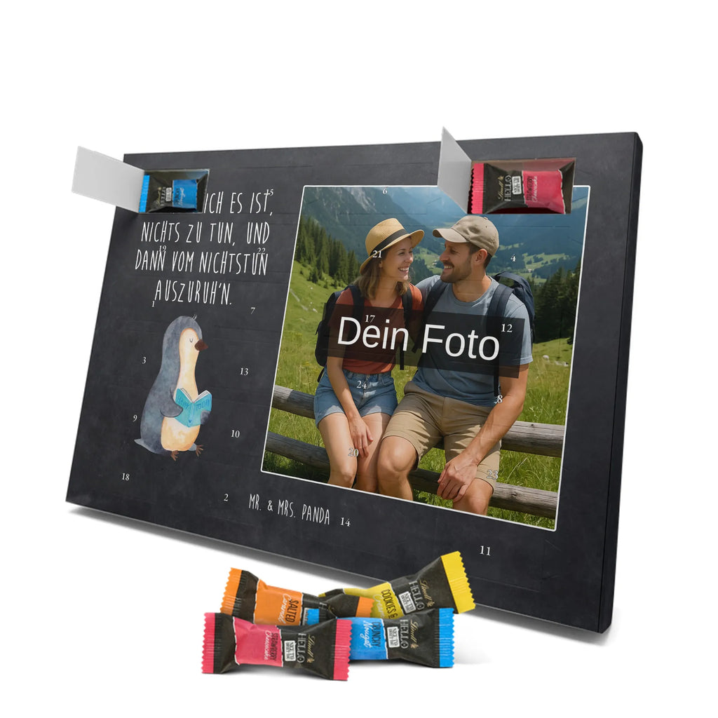 Personalisierter Schoko Foto Adventskalender Pinguin Buch Personalisierter Schoko Foto Adventskalender, Pinguin, Pinguine, Ferien, Freizeit, Urlaub, Buch, Nichtstun, Faulenzen, Lesen, Bücherwurm