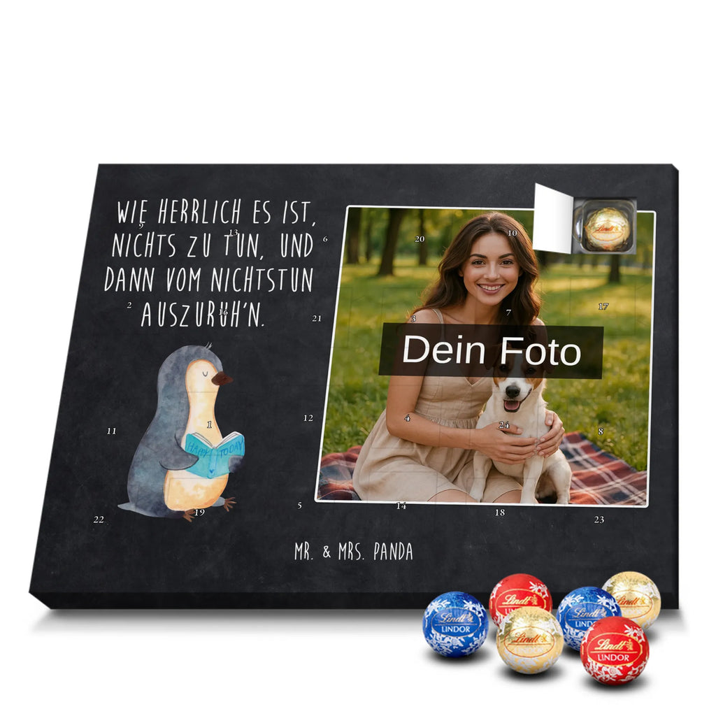 Personalisierter Schoko Foto Adventskalender Pinguin Buch Personalisierter Schoko Foto Adventskalender, Pinguin, Pinguine, Ferien, Freizeit, Urlaub, Buch, Nichtstun, Faulenzen, Lesen, Bücherwurm
