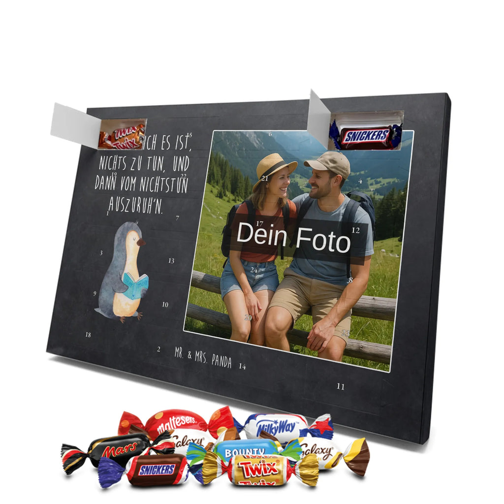 Personalisierter Schoko Foto Adventskalender Pinguin Buch Personalisierter Schoko Foto Adventskalender, Pinguin, Pinguine, Ferien, Freizeit, Urlaub, Buch, Nichtstun, Faulenzen, Lesen, Bücherwurm