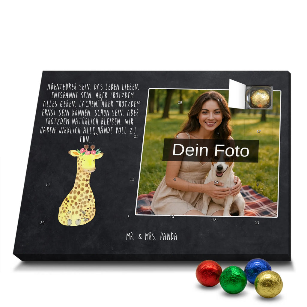 Personalisierter Schoko Foto Adventskalender Giraffe Blumenkranz Personalisierter Schoko Foto Adventskalender, Afrika, Wildtiere, Giraffe, Blumenkranz, Abenteurer, Selbstliebe, Freundin