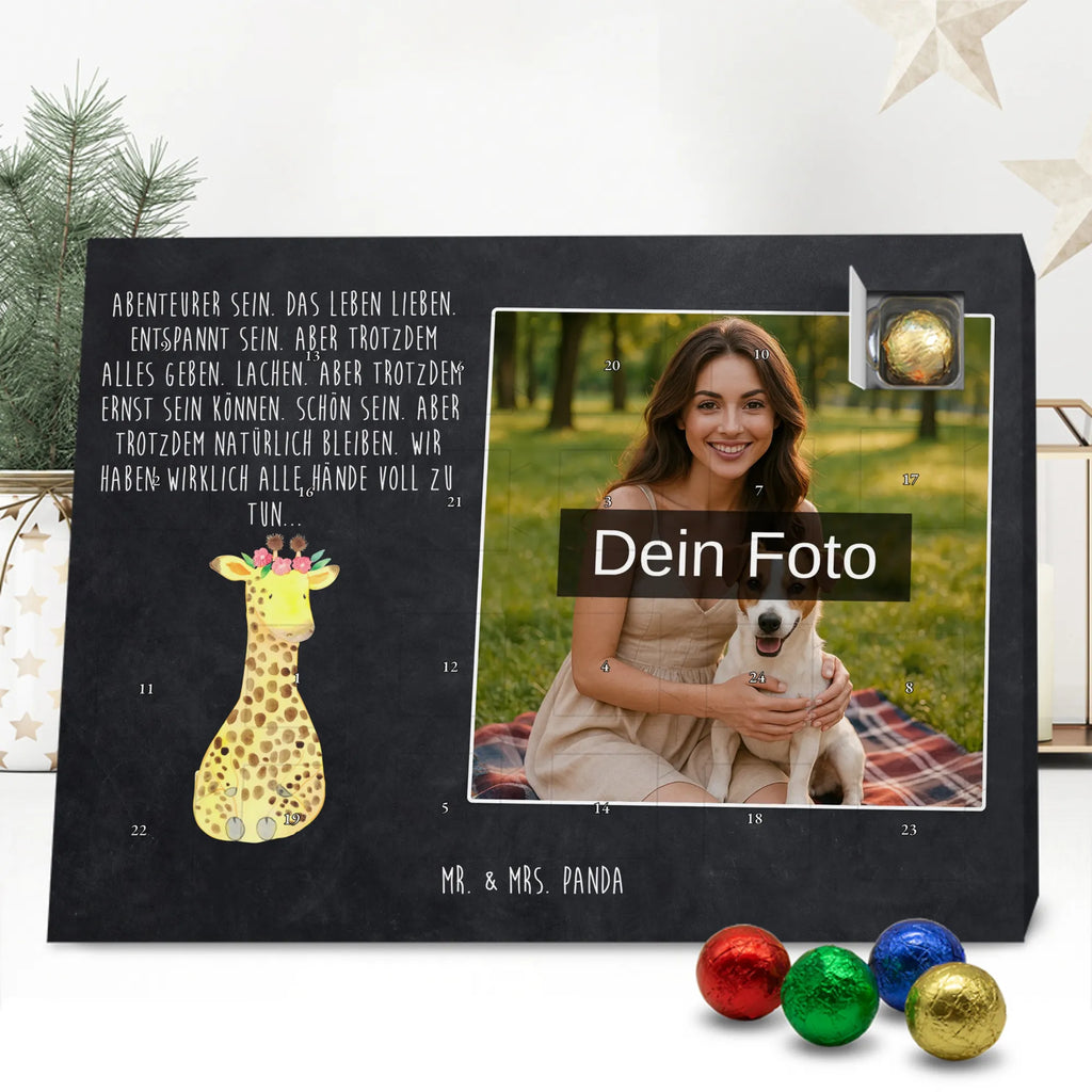 Personalisierter Schoko Foto Adventskalender Giraffe Blumenkranz Personalisierter Schoko Foto Adventskalender, Afrika, Wildtiere, Giraffe, Blumenkranz, Abenteurer, Selbstliebe, Freundin
