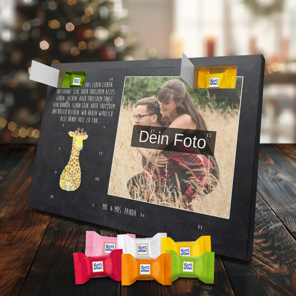 Personalisierter Schoko Foto Adventskalender Giraffe Blumenkranz Personalisierter Schoko Foto Adventskalender, Afrika, Wildtiere, Giraffe, Blumenkranz, Abenteurer, Selbstliebe, Freundin