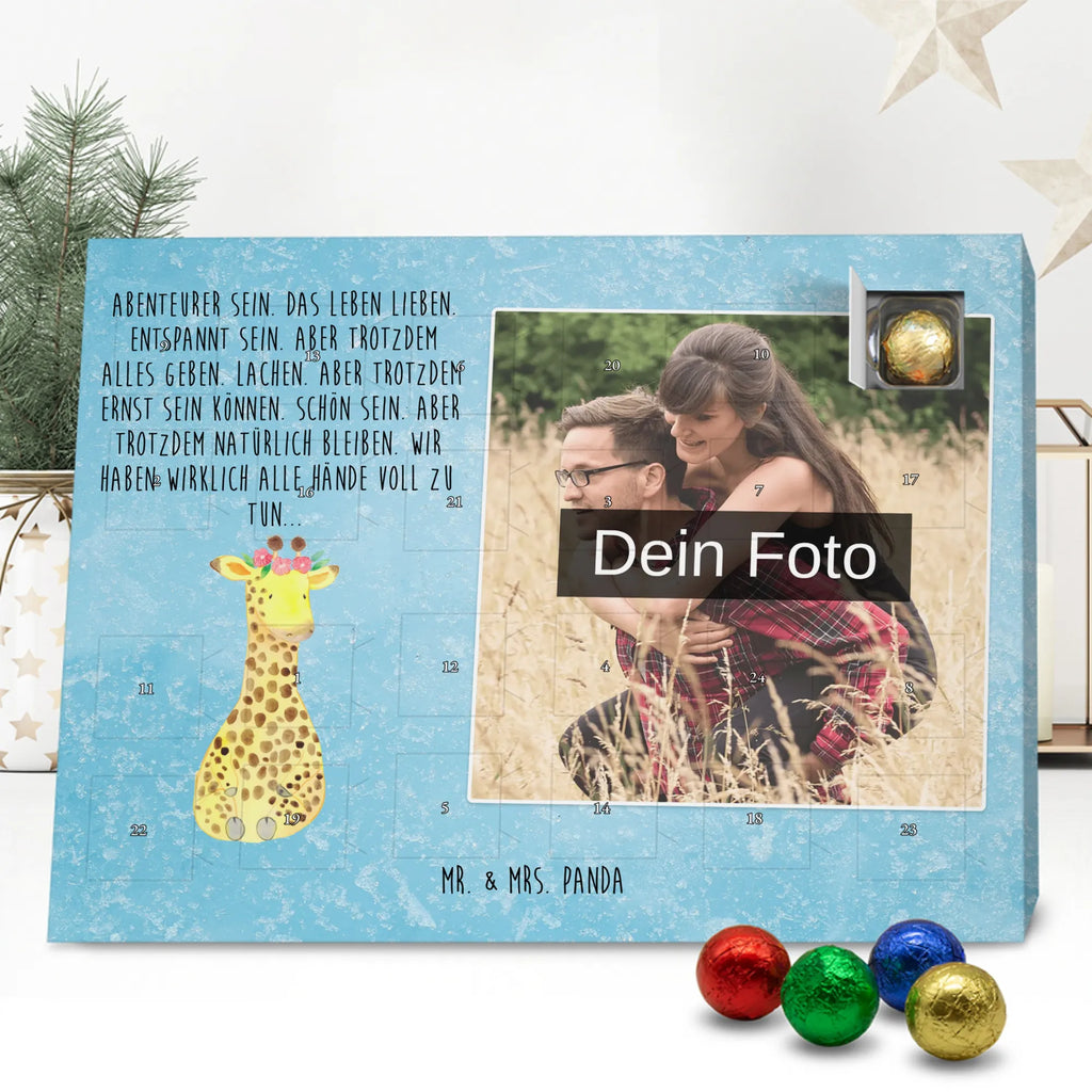 Personalisierter Schoko Foto Adventskalender Giraffe Blumenkranz Personalisierter Schoko Foto Adventskalender, Afrika, Wildtiere, Giraffe, Blumenkranz, Abenteurer, Selbstliebe, Freundin