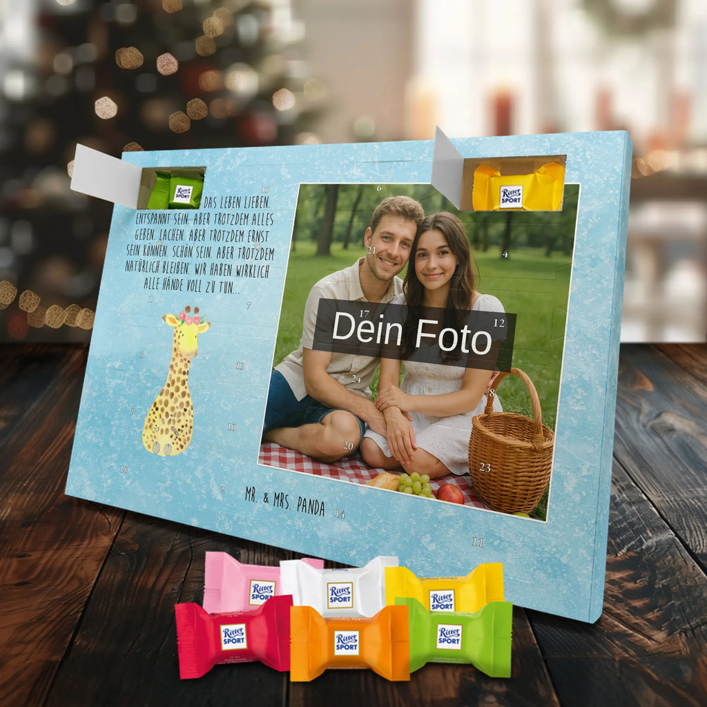 Personalisierter Schoko Foto Adventskalender Giraffe Blumenkranz Personalisierter Schoko Foto Adventskalender, Afrika, Wildtiere, Giraffe, Blumenkranz, Abenteurer, Selbstliebe, Freundin