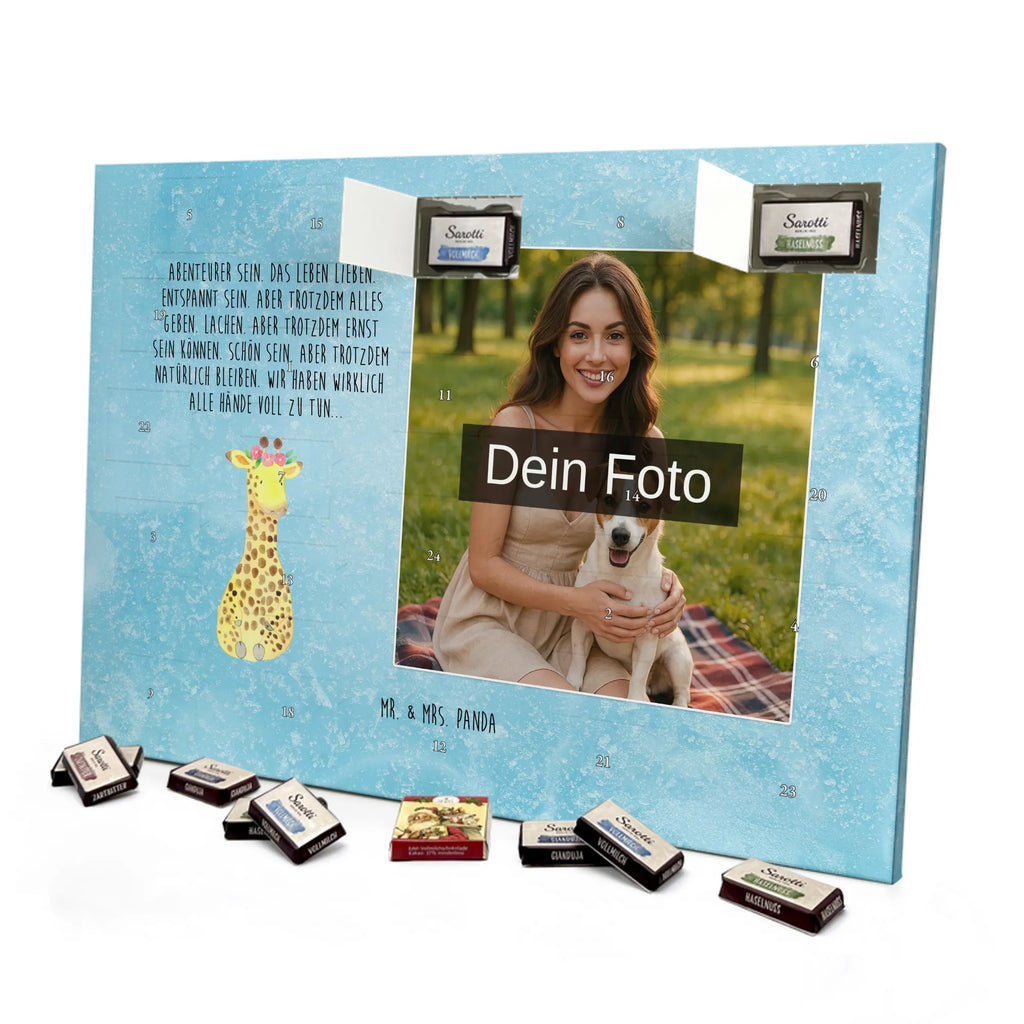 Personalisierter Schoko Foto Adventskalender Giraffe Blumenkranz Personalisierter Schoko Foto Adventskalender, Afrika, Wildtiere, Giraffe, Blumenkranz, Abenteurer, Selbstliebe, Freundin