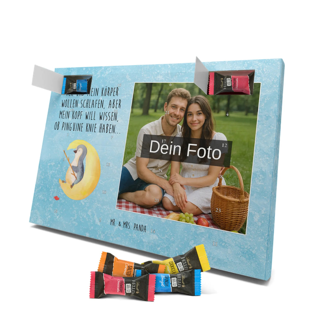 Personalisierter Schoko Foto Adventskalender Pinguin Mond Personalisierter Schoko Foto Adventskalender, Pinguin, Pinguine, Schlafzimmer, Einschlafen, Nachtruhe, Spruch, Gästezimmer, schlafen, Schlafstörungen