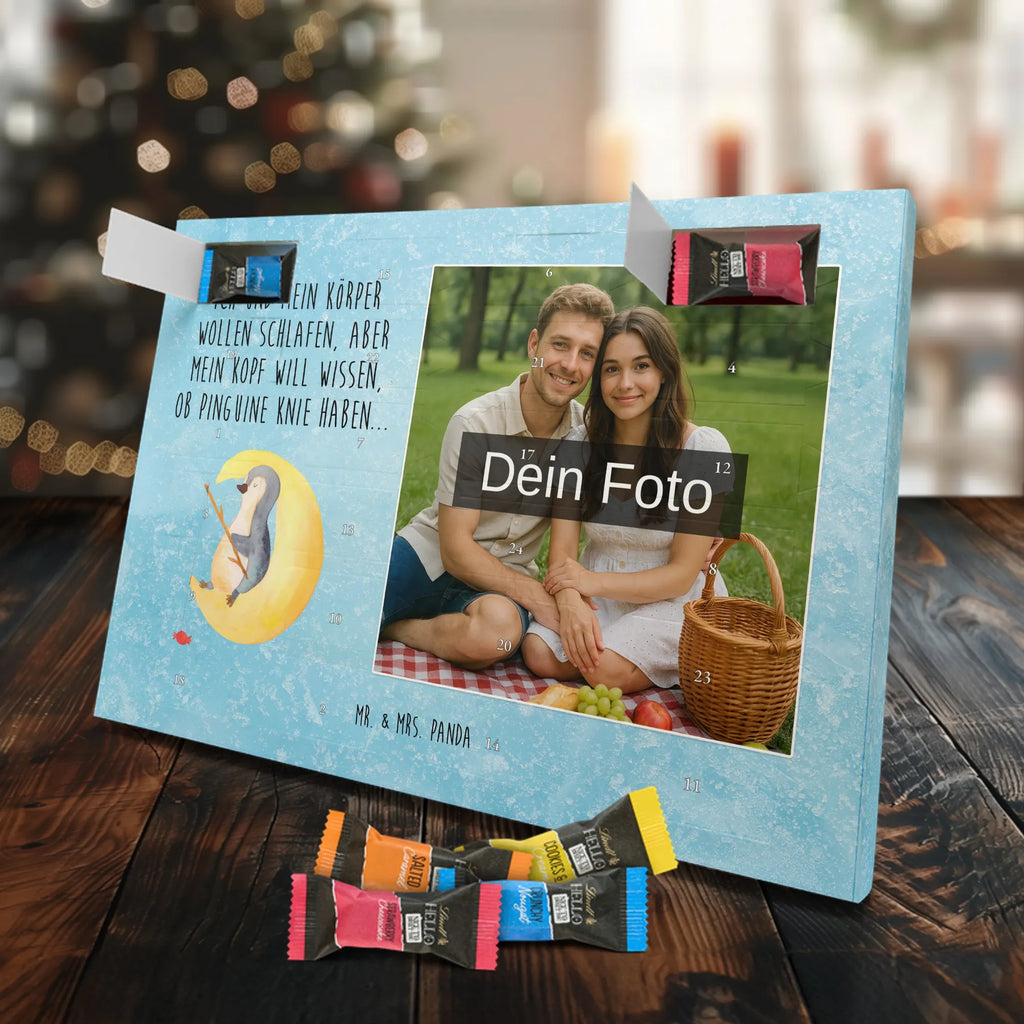Personalisierter Schoko Foto Adventskalender Pinguin Mond Personalisierter Schoko Foto Adventskalender, Pinguin, Pinguine, Schlafzimmer, Einschlafen, Nachtruhe, Spruch, Gästezimmer, schlafen, Schlafstörungen