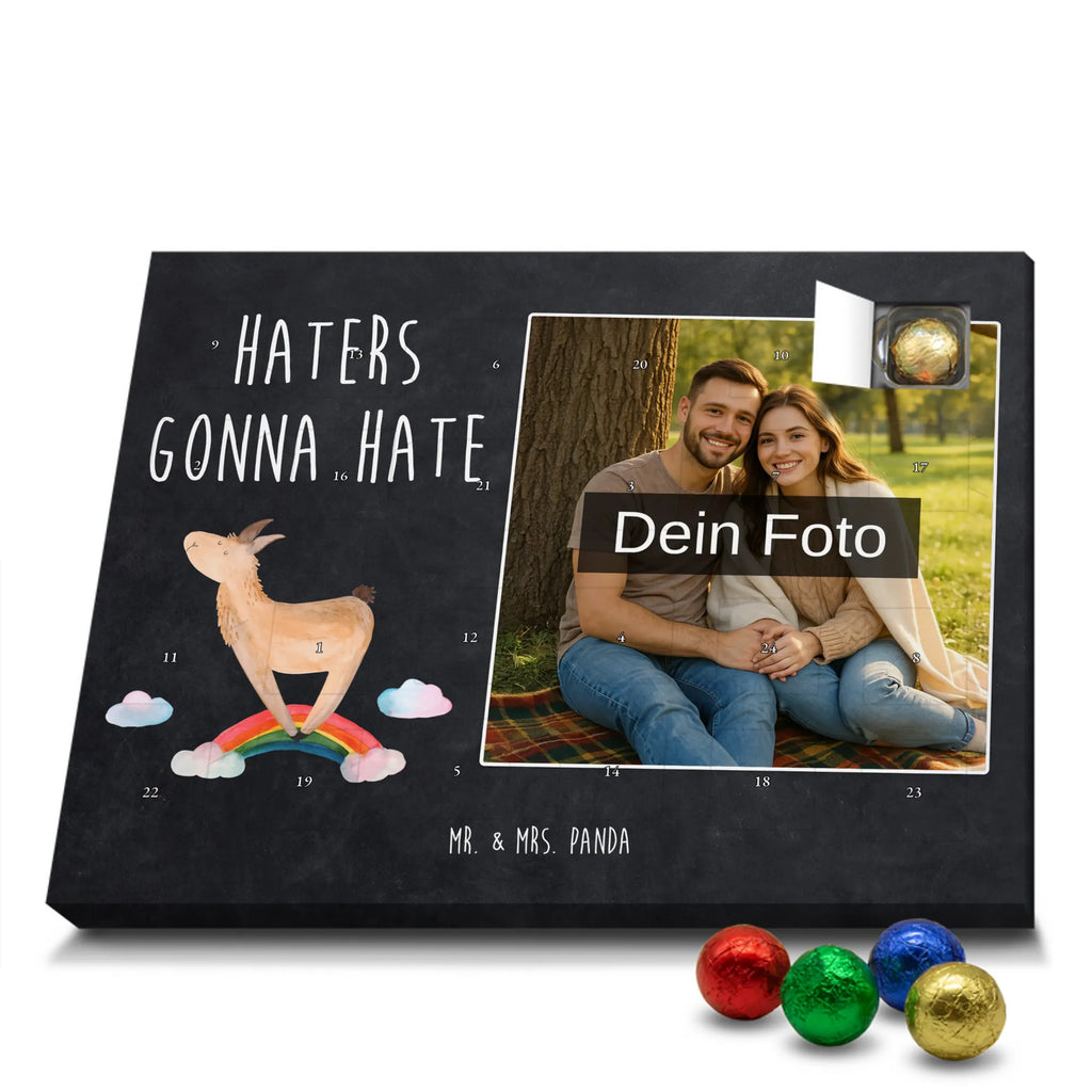 Personalisierter Schoko Foto Adventskalender Lama Regenbogen Personalisierter Schoko Foto Adventskalender, Lama, Alpaka, Selbstständig, Schule, Haters, Freiheit, Hobby, Regenbogen, Außenseiter, Haters Gonna Hate, Abi, Wolkenland, Lamas