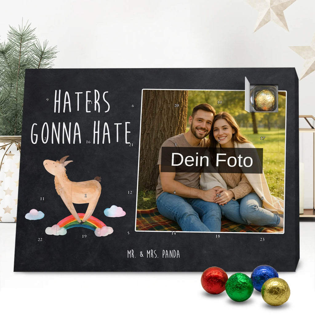 Personalisierter Schoko Foto Adventskalender Lama Regenbogen Personalisierter Schoko Foto Adventskalender, Lama, Alpaka, Selbstständig, Schule, Haters, Freiheit, Hobby, Regenbogen, Außenseiter, Haters Gonna Hate, Abi, Wolkenland, Lamas