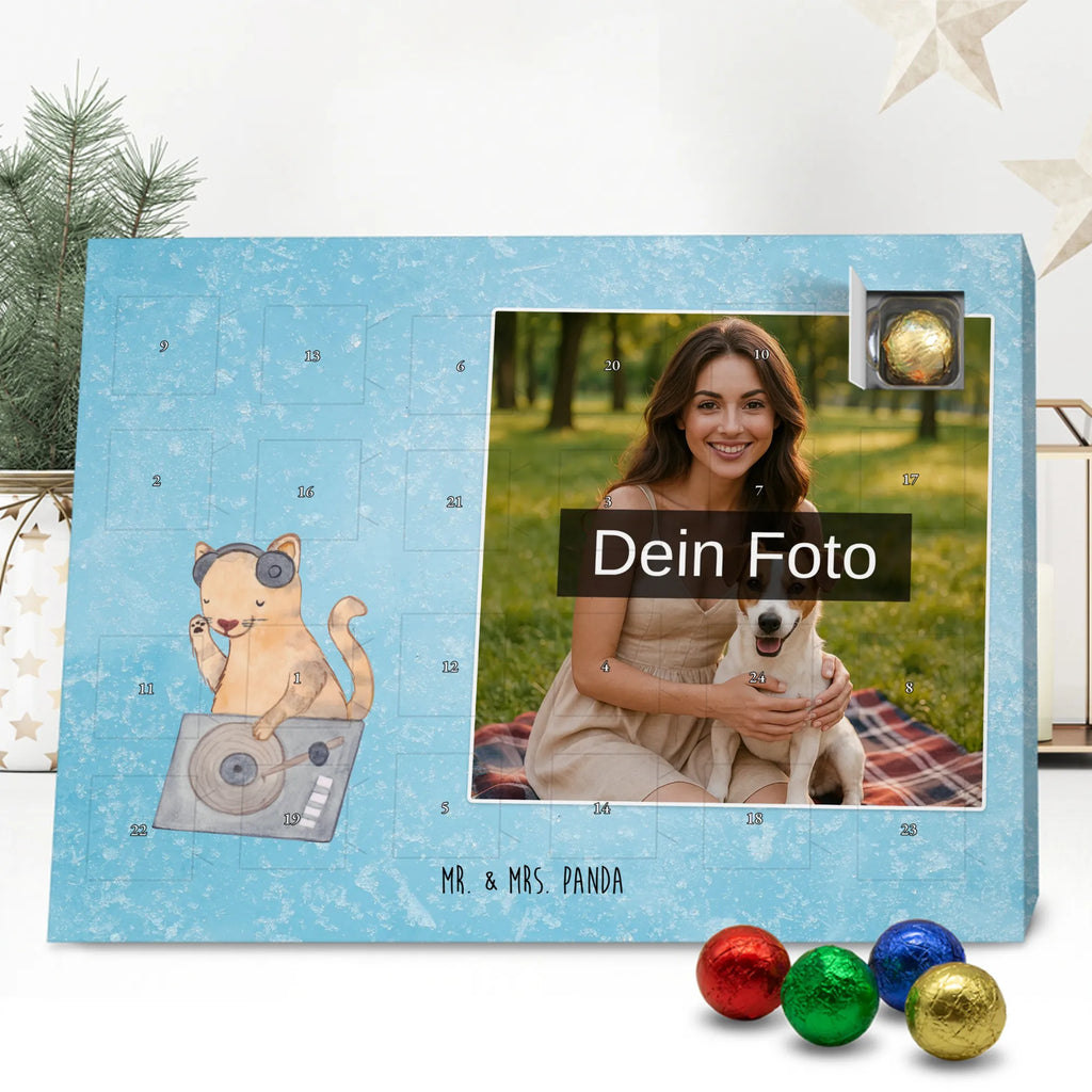 Personalisierter Schoko Foto Adventskalender Katze DJ Personalisierter Schoko Foto Adventskalender, Musikliebhaber, Geschenke Musiker, Instrumente, Tanzen, DJ, Club, Feiern, Katze, Disko