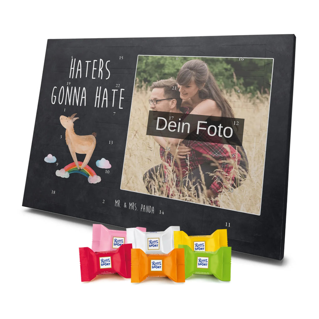 Personalisierter Schoko Foto Adventskalender Lama Regenbogen Personalisierter Schoko Foto Adventskalender, Lama, Alpaka, Selbstständig, Schule, Haters, Freiheit, Hobby, Regenbogen, Außenseiter, Haters Gonna Hate, Abi, Wolkenland, Lamas