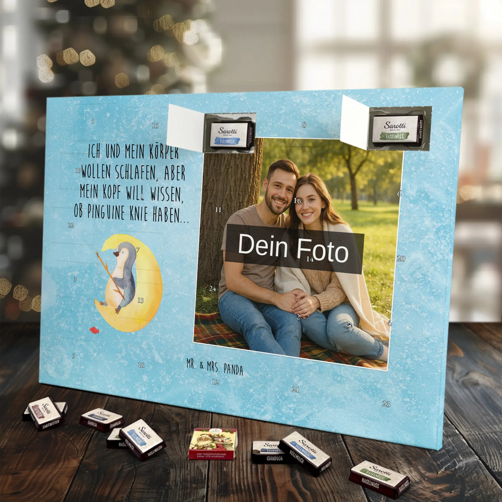 Personalisierter Schoko Foto Adventskalender Pinguin Mond Personalisierter Schoko Foto Adventskalender, Pinguin, Pinguine, Schlafzimmer, Einschlafen, Nachtruhe, Spruch, Gästezimmer, schlafen, Schlafstörungen