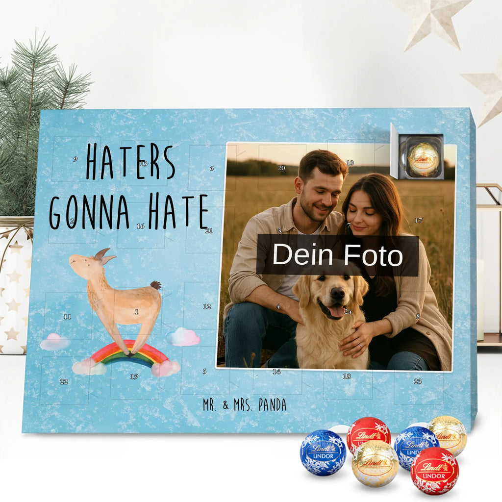Personalisierter Schoko Foto Adventskalender Lama Regenbogen Personalisierter Schoko Foto Adventskalender, Lama, Alpaka, Selbstständig, Schule, Haters, Freiheit, Hobby, Regenbogen, Außenseiter, Haters Gonna Hate, Abi, Wolkenland, Lamas