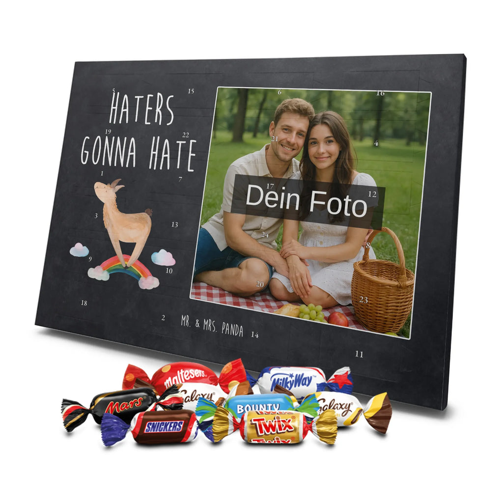 Personalisierter Schoko Foto Adventskalender Lama Regenbogen Personalisierter Schoko Foto Adventskalender, Lama, Alpaka, Selbstständig, Schule, Haters, Freiheit, Hobby, Regenbogen, Außenseiter, Haters Gonna Hate, Abi, Wolkenland, Lamas