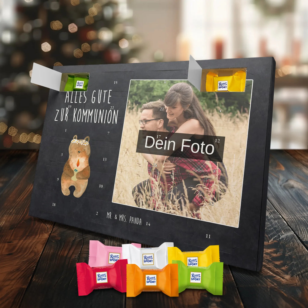  bear communion Personalisierter Schoko Foto Adventskalender, Teddybär, Teddy, Bär, Kommunion, Katholisch, Gottes Segen, Taufkerze