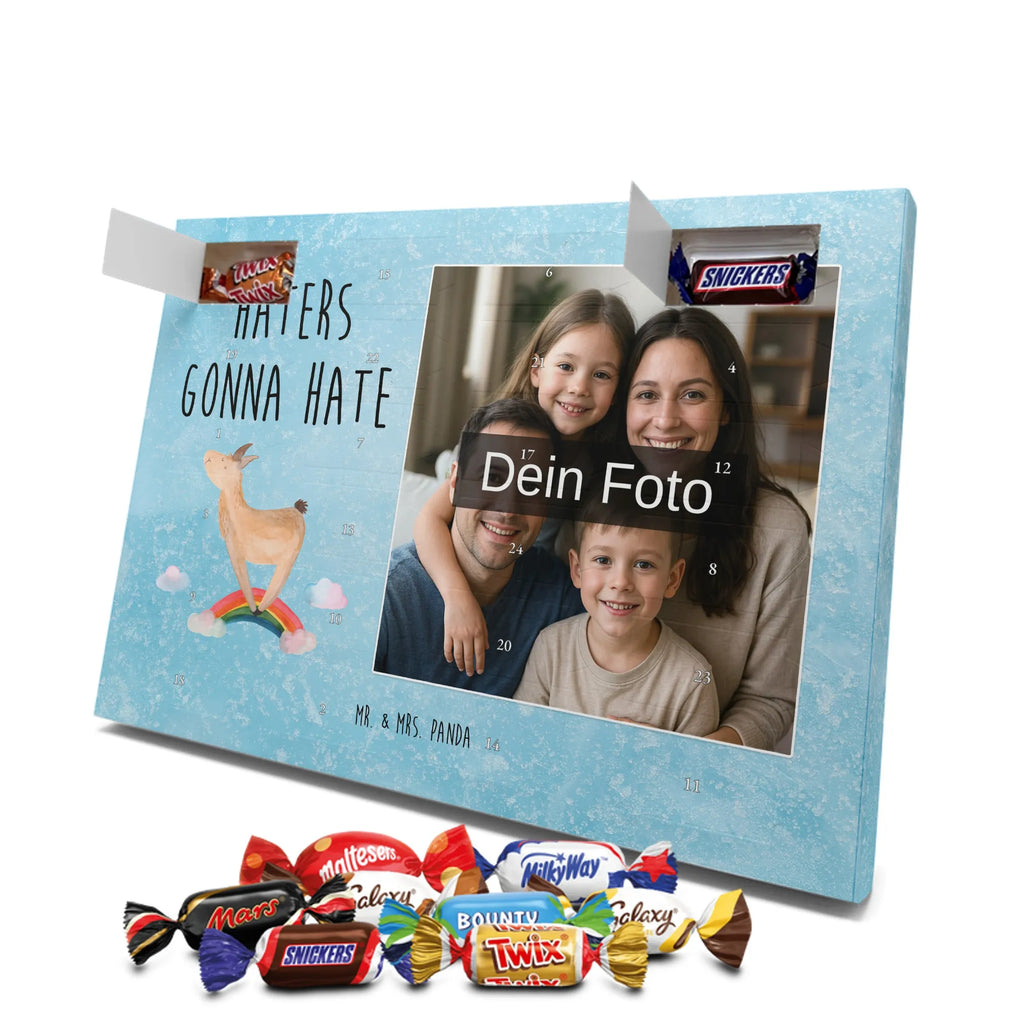 Personalisierter Schoko Foto Adventskalender Lama Regenbogen Personalisierter Schoko Foto Adventskalender, Lama, Alpaka, Selbstständig, Schule, Haters, Freiheit, Hobby, Regenbogen, Außenseiter, Haters Gonna Hate, Abi, Wolkenland, Lamas