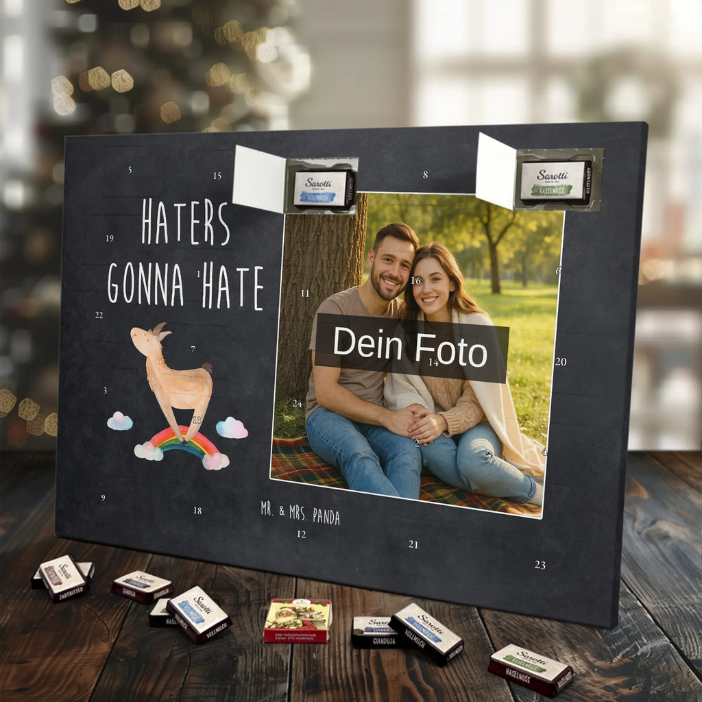 Personalisierter Schoko Foto Adventskalender Lama Regenbogen Personalisierter Schoko Foto Adventskalender, Lama, Alpaka, Selbstständig, Schule, Haters, Freiheit, Hobby, Regenbogen, Außenseiter, Haters Gonna Hate, Abi, Wolkenland, Lamas