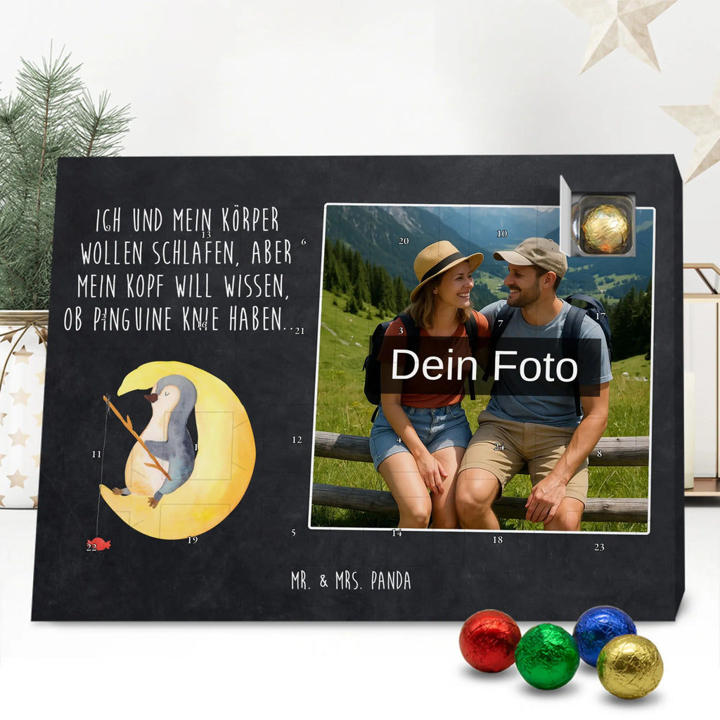 Personalisierter Schoko Foto Adventskalender Pinguin Mond Personalisierter Schoko Foto Adventskalender, Pinguin, Pinguine, Schlafzimmer, Einschlafen, Nachtruhe, Spruch, Gästezimmer, schlafen, Schlafstörungen