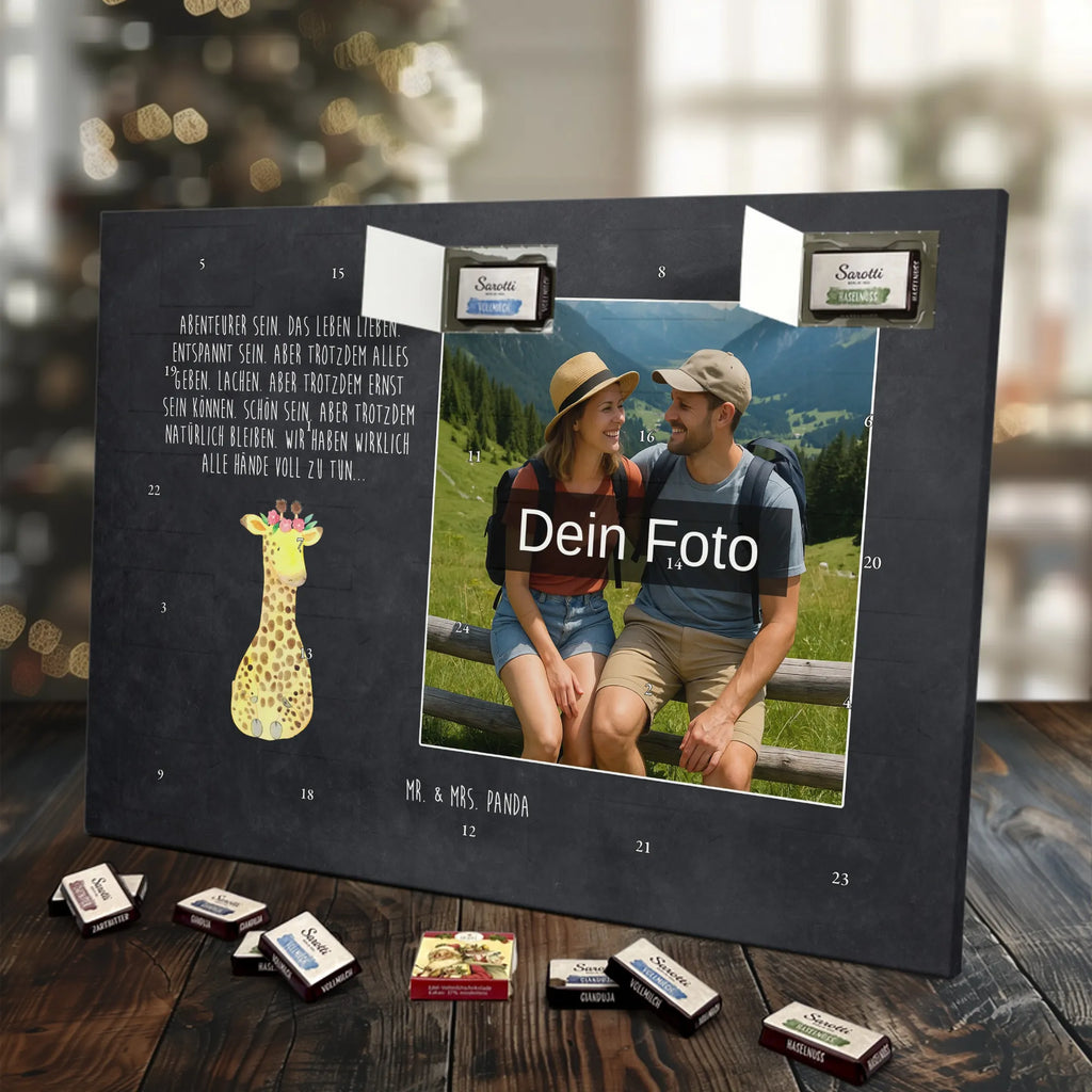 Personalisierter Schoko Foto Adventskalender Giraffe Blumenkranz Personalisierter Schoko Foto Adventskalender, Afrika, Wildtiere, Giraffe, Blumenkranz, Abenteurer, Selbstliebe, Freundin