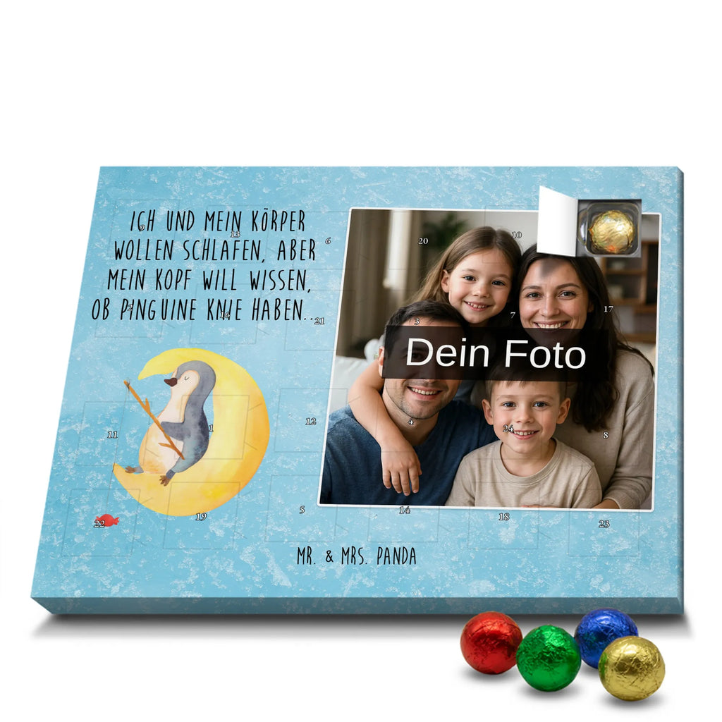 Personalisierter Schoko Foto Adventskalender Pinguin Mond Personalisierter Schoko Foto Adventskalender, Pinguin, Pinguine, Schlafzimmer, Einschlafen, Nachtruhe, Spruch, Gästezimmer, schlafen, Schlafstörungen