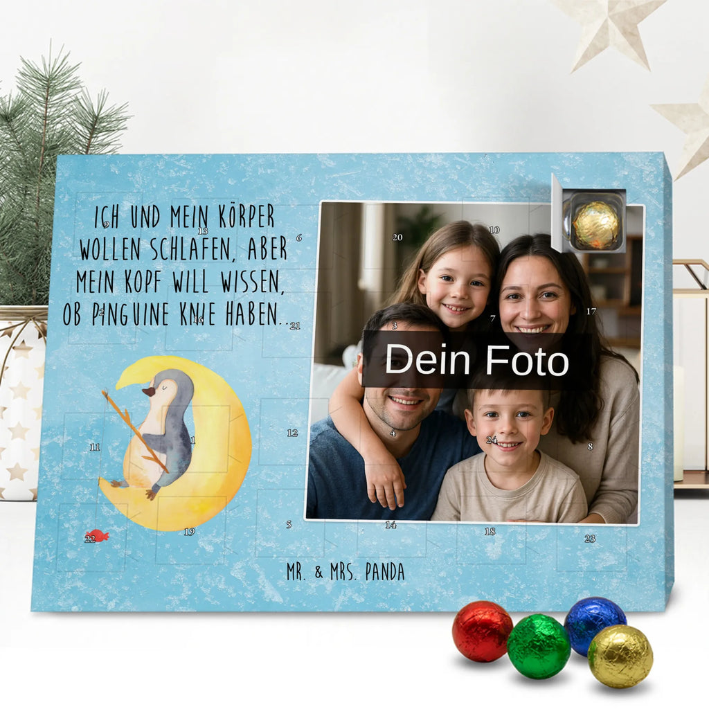 Personalisierter Schoko Foto Adventskalender Pinguin Mond Personalisierter Schoko Foto Adventskalender, Pinguin, Pinguine, Schlafzimmer, Einschlafen, Nachtruhe, Spruch, Gästezimmer, schlafen, Schlafstörungen