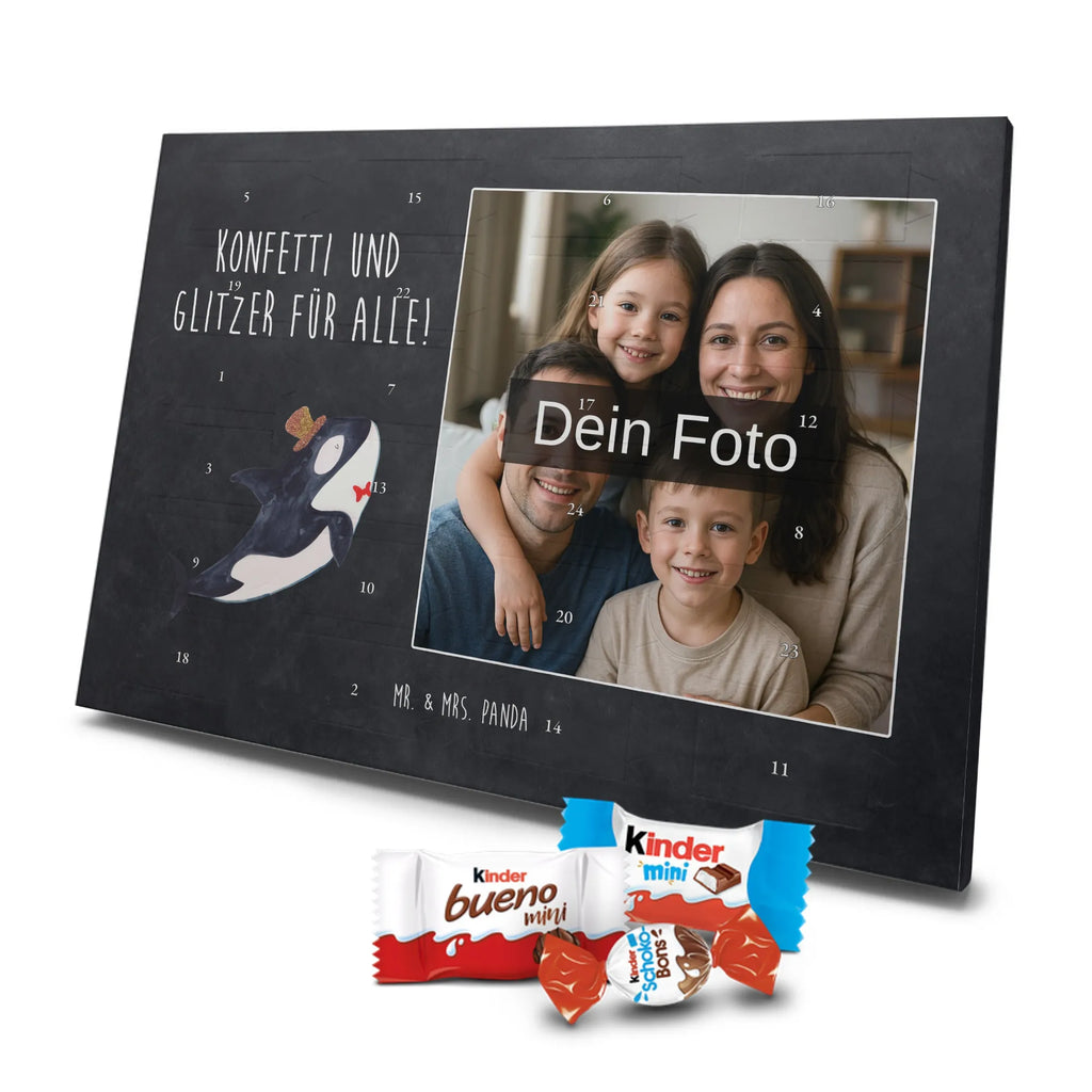 Personalisierter Schoko Foto Adventskalender Orca Zylinder Personalisierter Schoko Foto Adventskalender, Meerestiere, Urlaub, Meer, Glitter, Narwal, Glückwunsch, Geburtstag, Fest, Feier, Konfetti, Glitzer, Fete, Orca