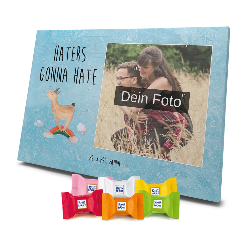 Personalisierter Schoko Foto Adventskalender Lama Regenbogen Personalisierter Schoko Foto Adventskalender, Lama, Alpaka, Selbstständig, Schule, Haters, Freiheit, Hobby, Regenbogen, Außenseiter, Haters Gonna Hate, Abi, Wolkenland, Lamas