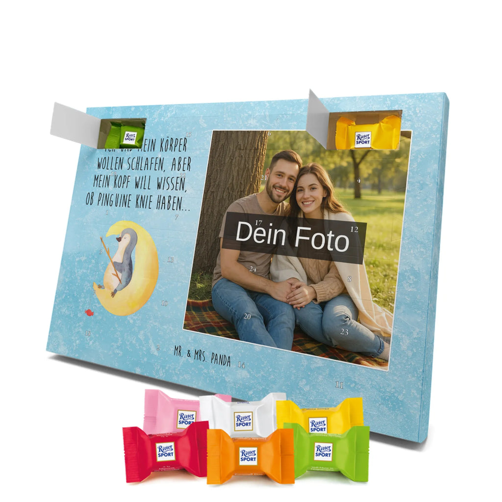 Personalisierter Schoko Foto Adventskalender Pinguin Mond Personalisierter Schoko Foto Adventskalender, Pinguin, Pinguine, Schlafzimmer, Einschlafen, Nachtruhe, Spruch, Gästezimmer, schlafen, Schlafstörungen