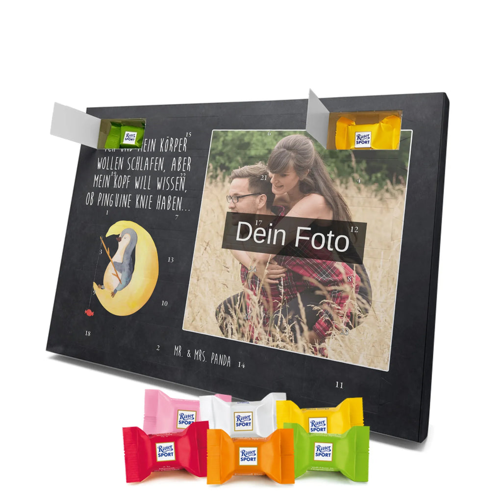 Personalisierter Schoko Foto Adventskalender Pinguin Mond Personalisierter Schoko Foto Adventskalender, Pinguin, Pinguine, Schlafzimmer, Einschlafen, Nachtruhe, Spruch, Gästezimmer, schlafen, Schlafstörungen