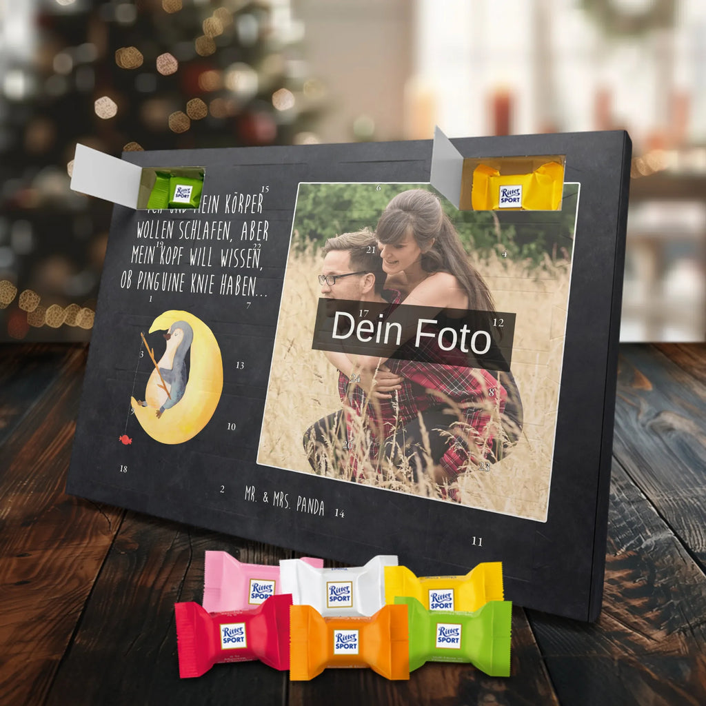 Personalisierter Schoko Foto Adventskalender Pinguin Mond Personalisierter Schoko Foto Adventskalender, Pinguin, Pinguine, Schlafzimmer, Einschlafen, Nachtruhe, Spruch, Gästezimmer, schlafen, Schlafstörungen