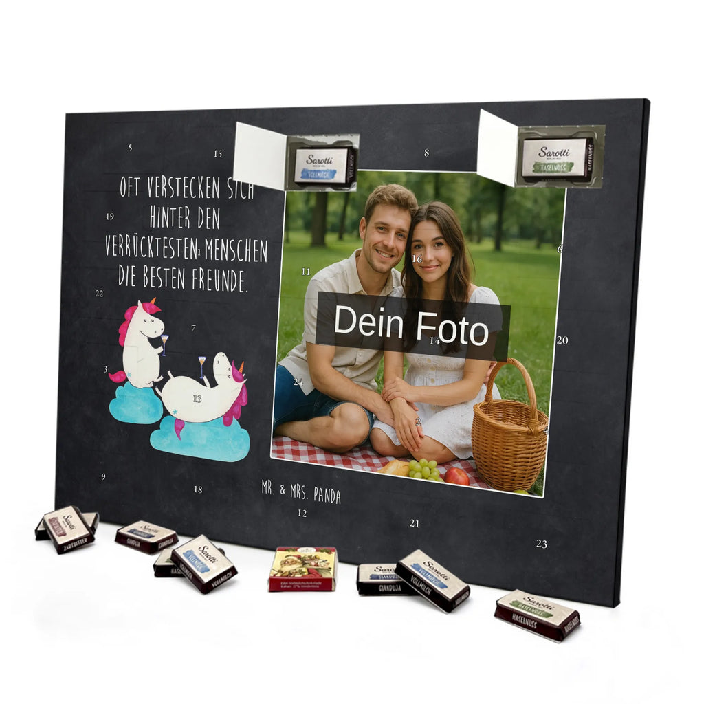 Personalisierter Schoko Foto Adventskalender Einhorn Sekt Personalisierter Schoko Foto Adventskalender, Unicorn, Einhorn, Einhörner, Einhorn Deko, BFF, Freundin, Party, Mädelsabend, Freundinnen, Anstoßen, Spaß, Korken, Beste, Sekt