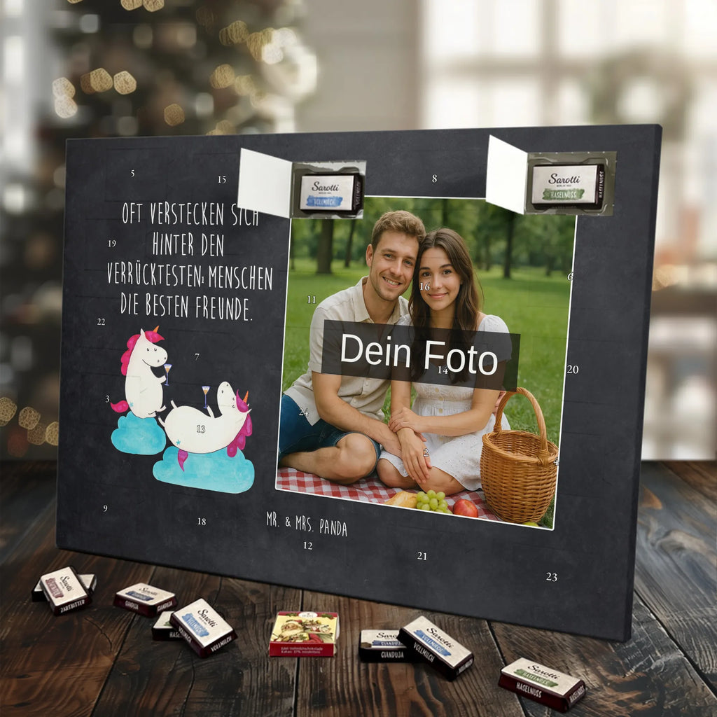 Personalisierter Schoko Foto Adventskalender Einhorn Sekt Personalisierter Schoko Foto Adventskalender, Unicorn, Einhorn, Einhörner, Einhorn Deko, BFF, Freundin, Party, Mädelsabend, Freundinnen, Anstoßen, Spaß, Korken, Beste, Sekt