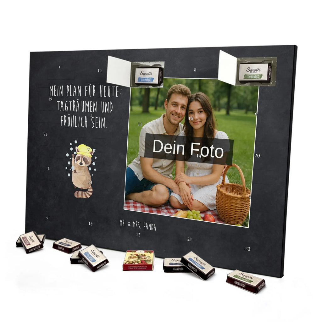 Personalisierter Schoko Foto Adventskalender Waschbär Personalisierter Schoko Foto Adventskalender, Gute Laune, Lustige Sprüche, Tiere, Tiermotive, Waschen, Seifenblasen, Fröhlich, Plan, Tagträumen, Waschbär