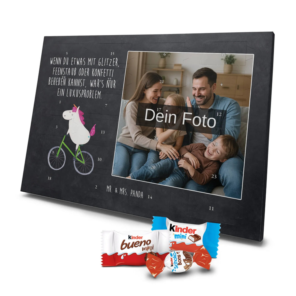 Personalisierter Schoko Foto Adventskalender Einhorn Radfahrer Personalisierter Schoko Foto Adventskalender, Unicorn, Einhorn, Einhörner, Einhorn Deko, Liebeskummer, Luxusproblem, Kummer, Radfahrer, Konfetti, Radfahren, Bike, Feenstaub, Rad