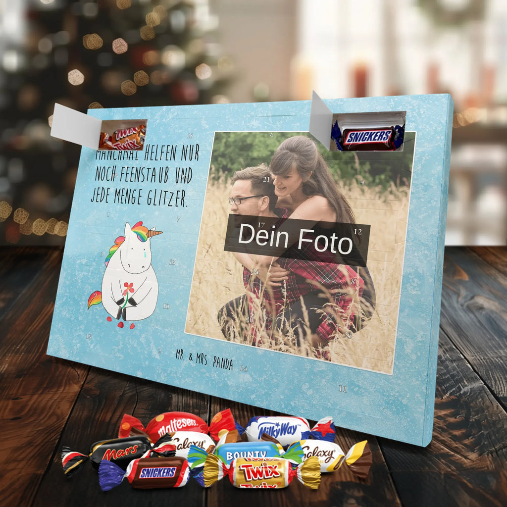 Personalisierter Schoko Foto Adventskalender Einhorn Traurig Personalisierter Schoko Foto Adventskalender, Unicorn, Einhorn, Einhörner, Einhorn Deko, Liebe, Blume, Glitzer, Trösten. Freundschaft, Trauer, Freunde, Grußkarte